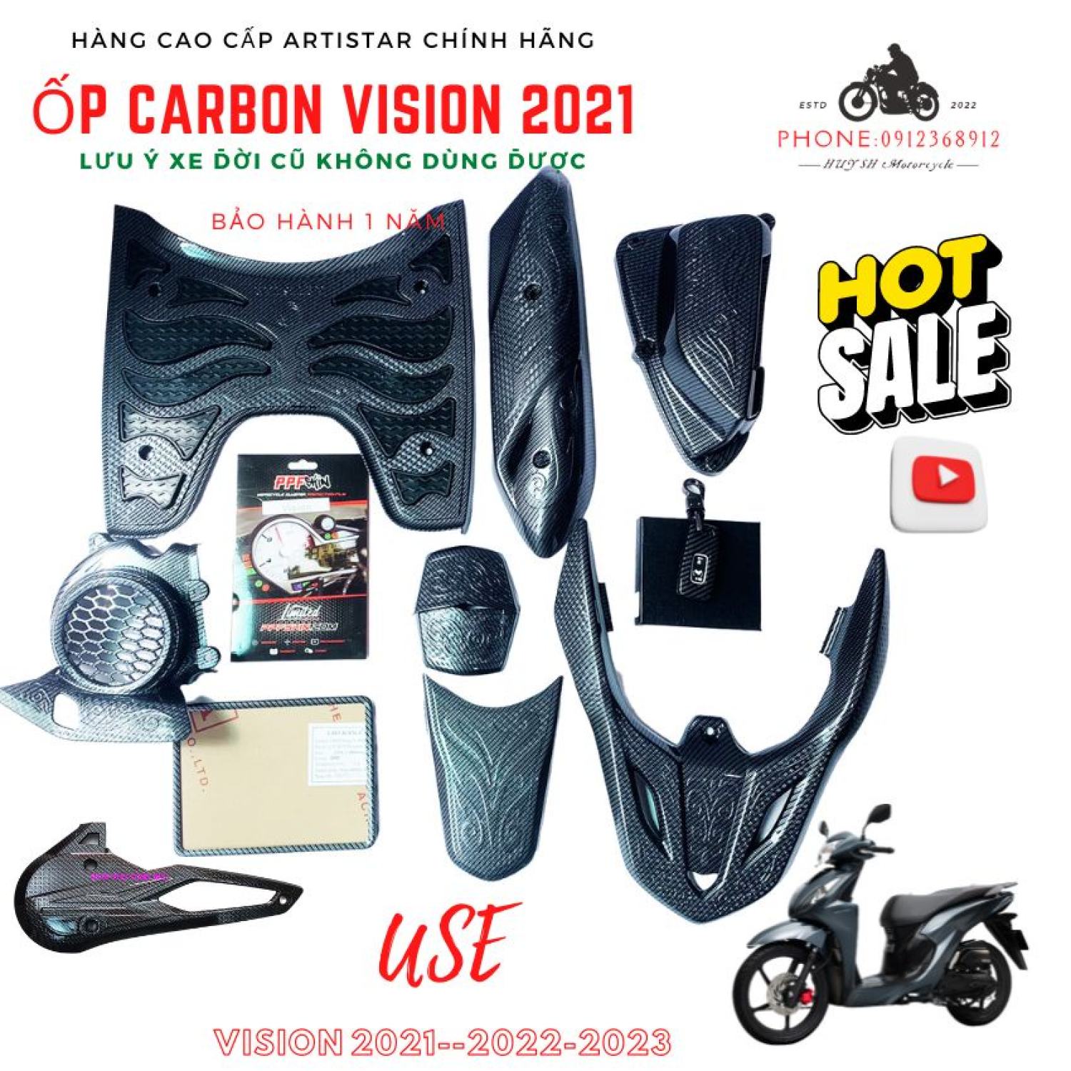 Ốp Carbon Vision 2021 -Vision 2022-Vision 2023, Vision Cá Tính Đời Mới