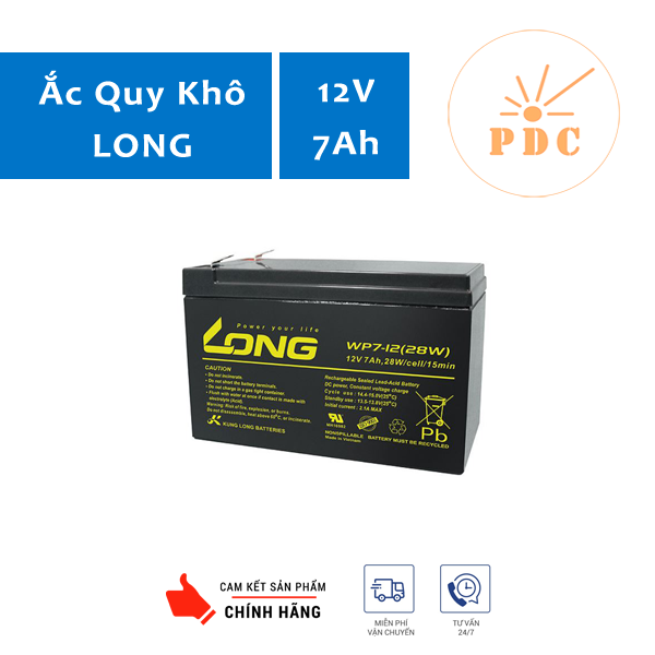 Ắc Quy LONG 12V-7AH, WP7-12 (28W) (PDC-Tech)