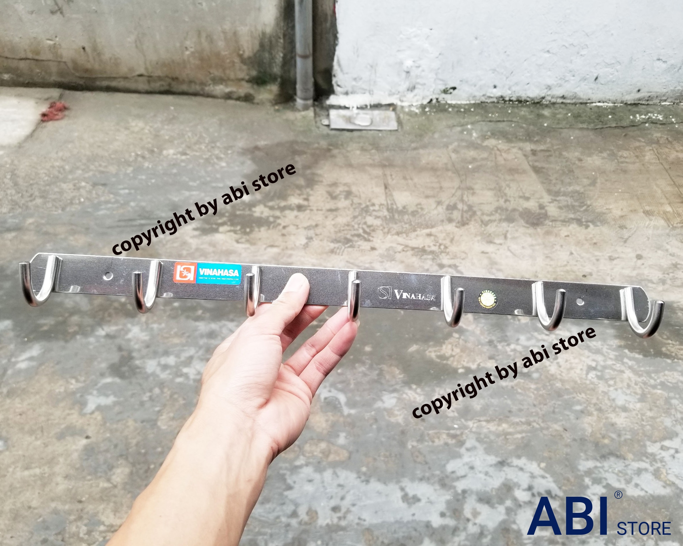 Mắc quần áo inox vinahasa cao cấp dày đẹp móc treo quần áo trẻ em người lớn gắn tường 7 móc mắc áo đơn nhà tắm
