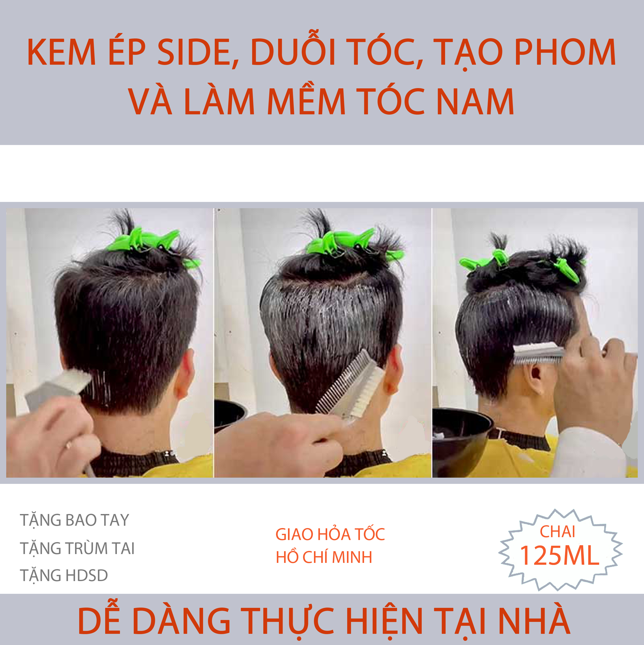 Kem Ép Side Duỗi Tóc Tạo Phom và Làm Mềm Tóc Nam
