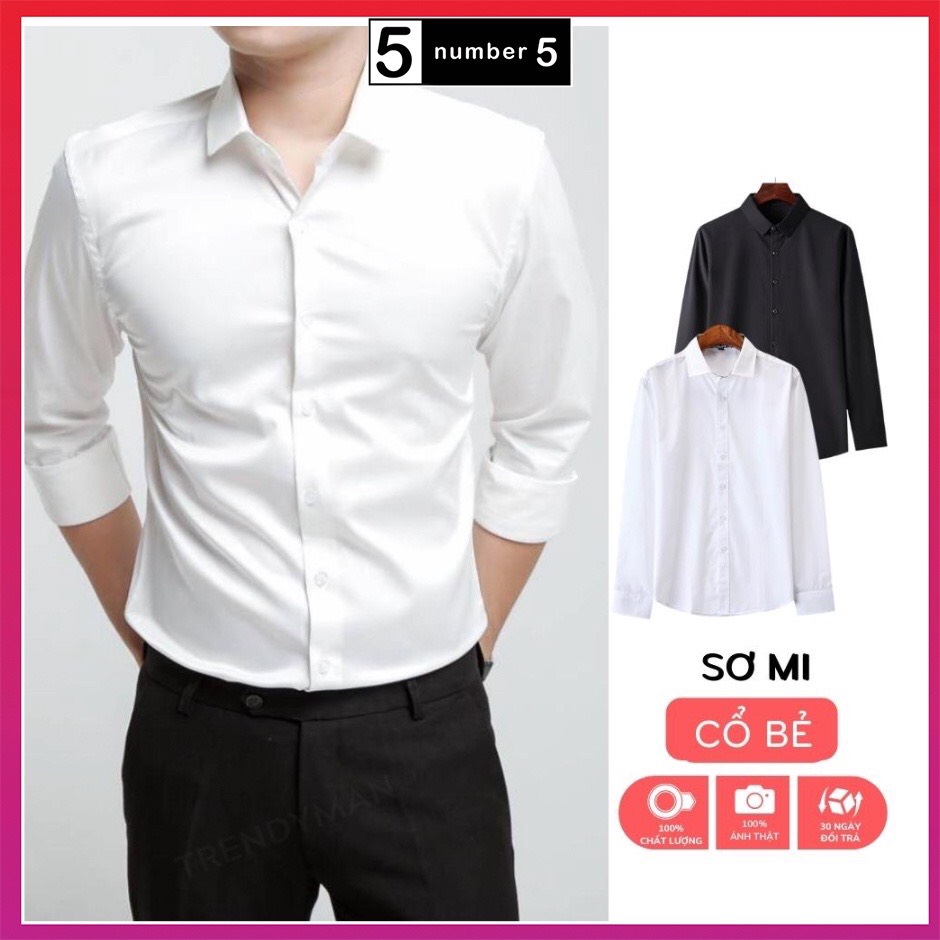 Áo Sơ Mi Nam Văn Phòng Dài Tay Vải Cotton Lụa Trơn Mát ATS