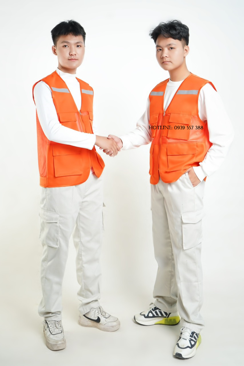 Waistcoat reflective 4 bag workwear Orange