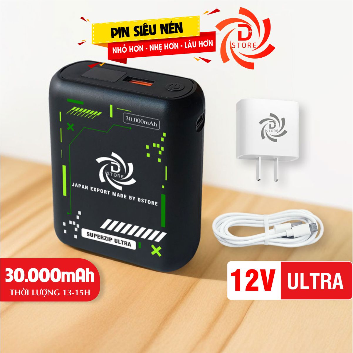 Pin Quạt Điều Hòa lắp áo điều hòa Nhật Bản Dstore (Pin + 2 Quạt ) Bảo hành 12 tháng