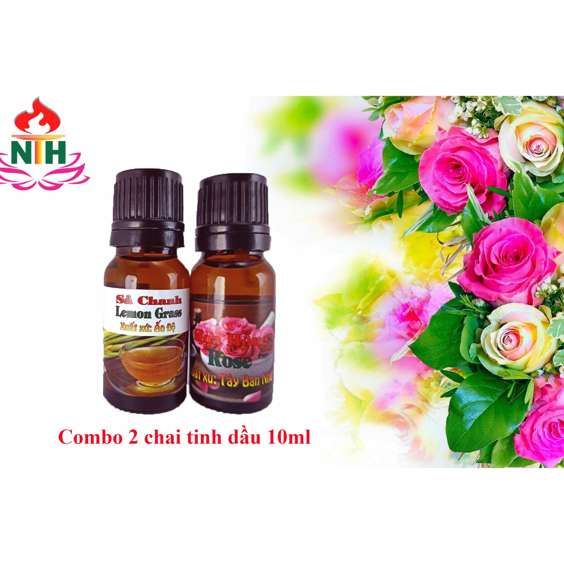 COMBO 2 TINH DẦU : SẢ CHANH VÀ HOA HỒNG