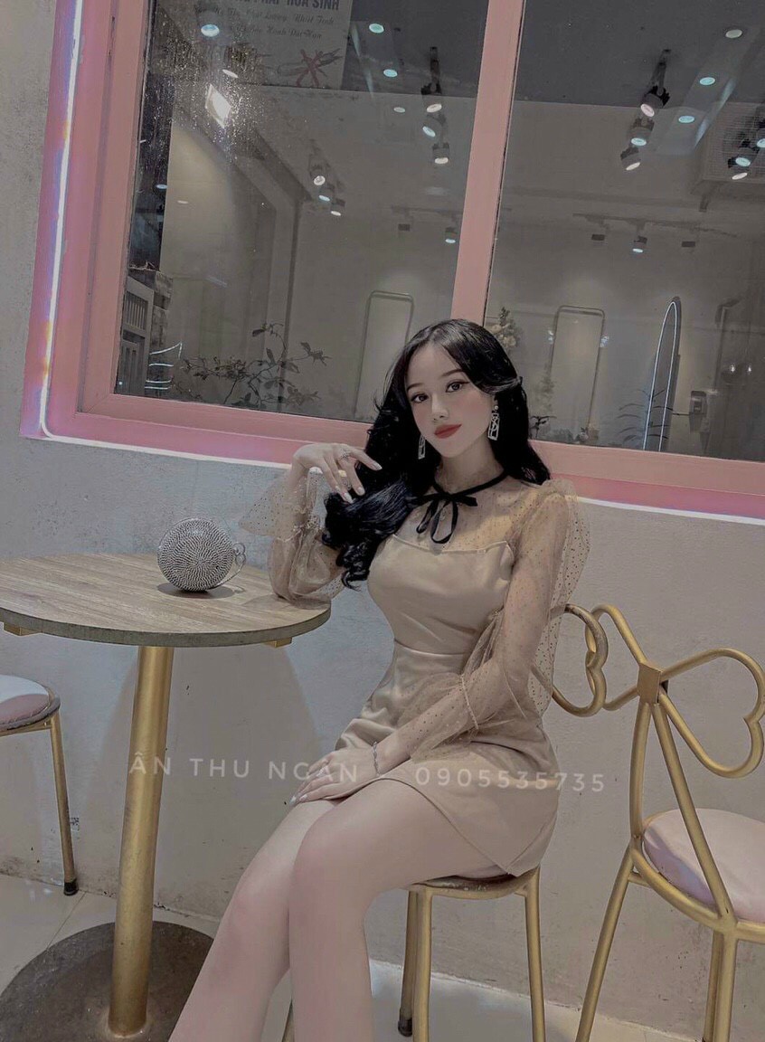 [HCM]Đầm nữ đi tiệc dáng xòe phối ren sang chảnh