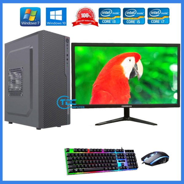 Bảng giá Bộ máy tính để bàn PC Gaming + Màn hình 24 inch Provision Cấu hình core i3, i5 i7 Ram 4GB, SSD 120GB + Quà Tặng bàn phím chuột chuyên Game LED Phong Vũ
