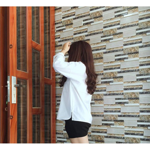 Sơ Mi Oversize trắng phối túi xẻ
