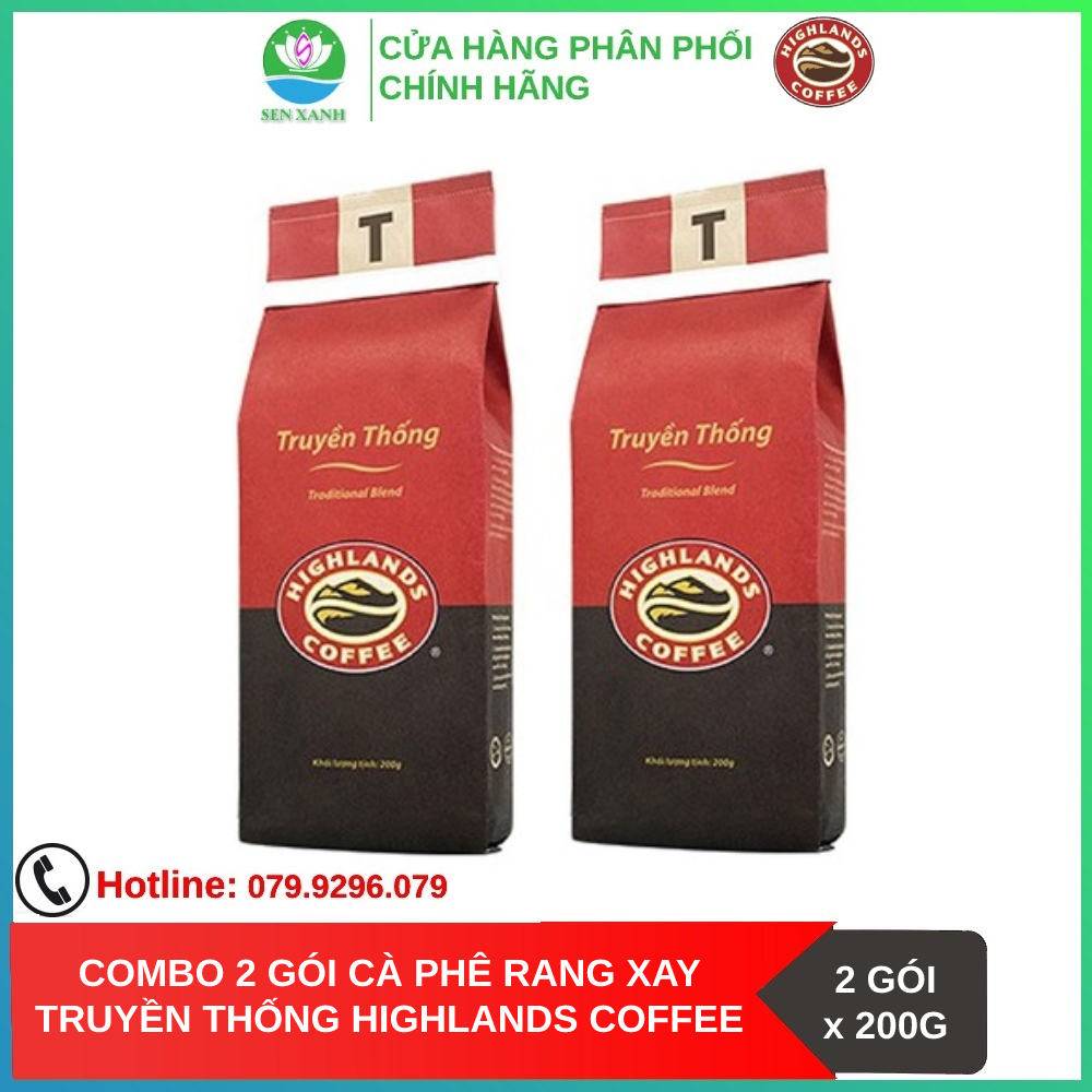 [SenXanh CAFE] Combo 2 gói Cà phê Rang xay Truyền thống Highland Coffee 200g