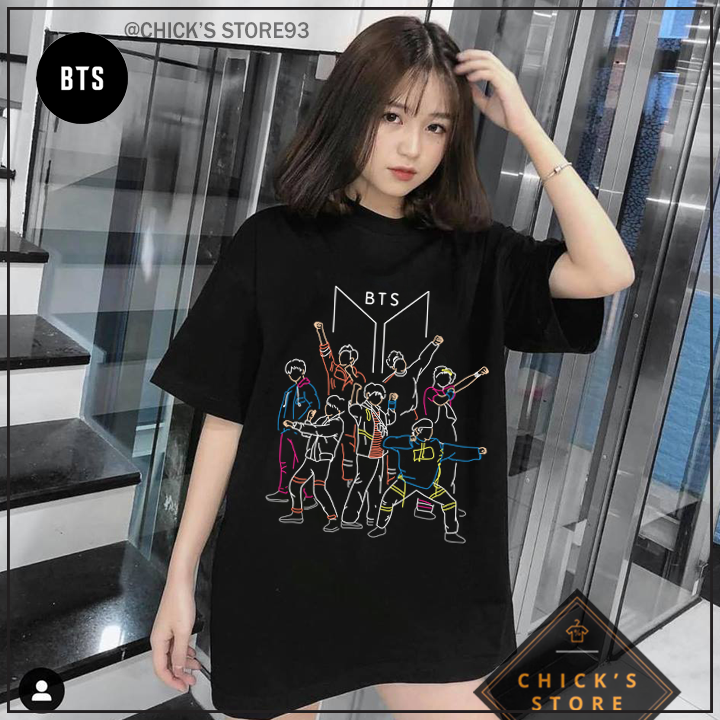 Áo thun tay lỡ BTS (Màu đen) - Áo thun Kpop cá tính