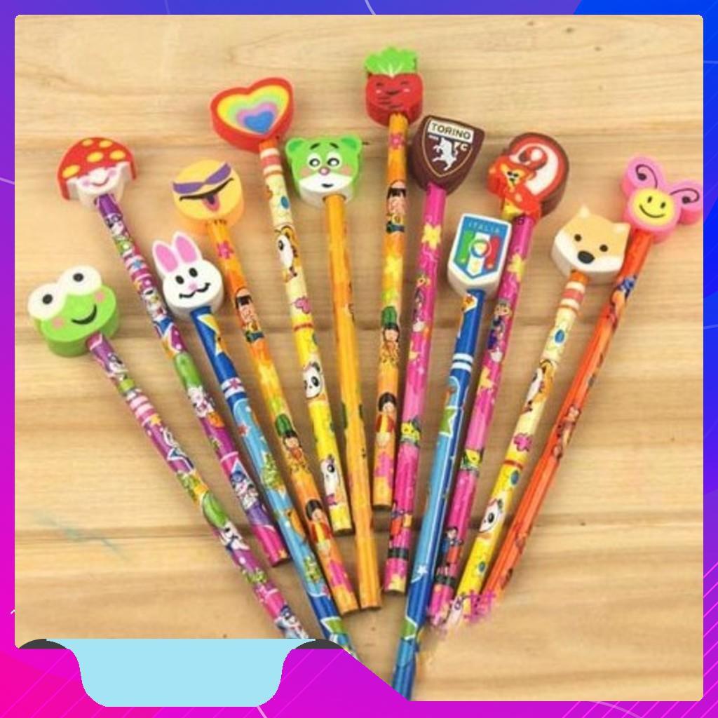 SET 10 CHIẾC BÚT CHÌ ĐẦU TẨY HÌNH THÚ NGỘ NGHĨNH