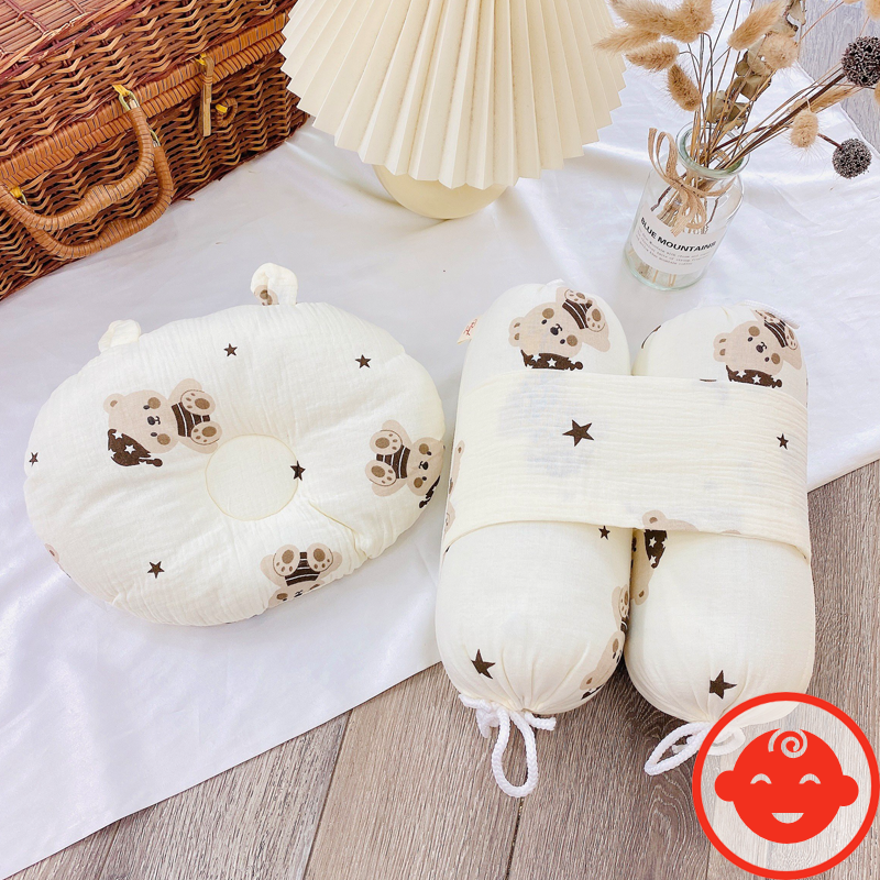 Bộ gối chặn bông muslin cao cấp cho bé