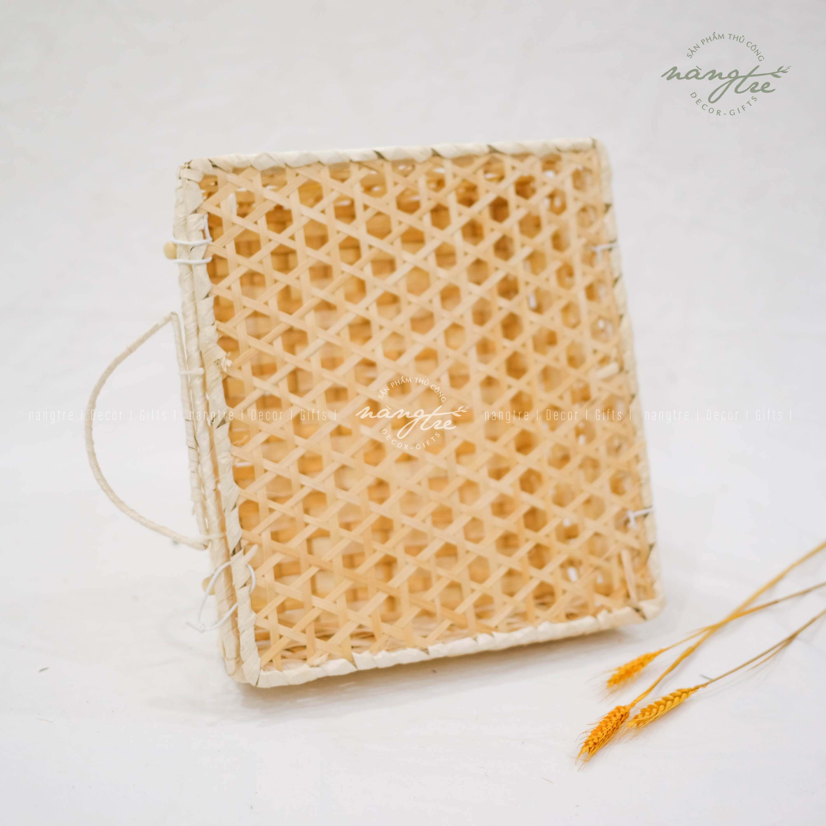 [HCM]Giỏ tre đan mắt cáo - Giỏ tre đựng quà - Bamboo basket
