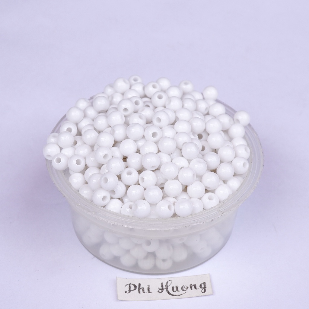 Gói 10g - 25g hạt nhựa tròn 6mm nhiều màu xỏ vòng tay handmade