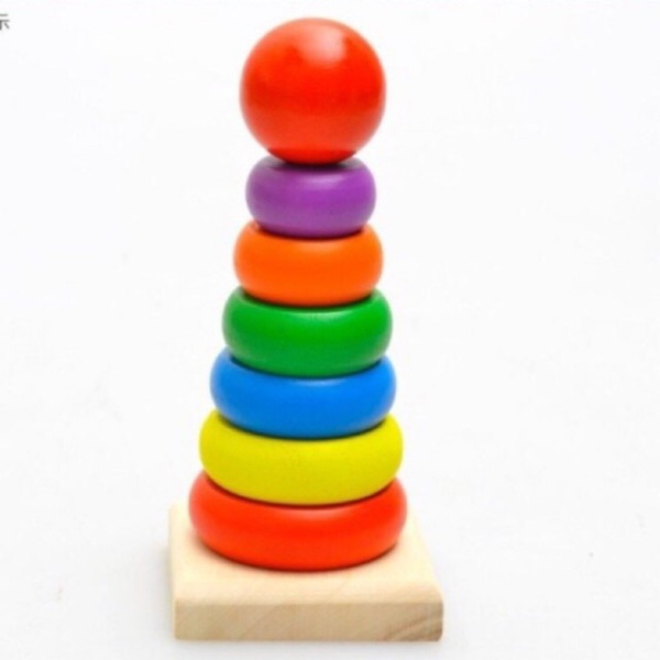 [HÀNG looại 1] Đồ chơi gỗ montessori tháp vòng 7 màu