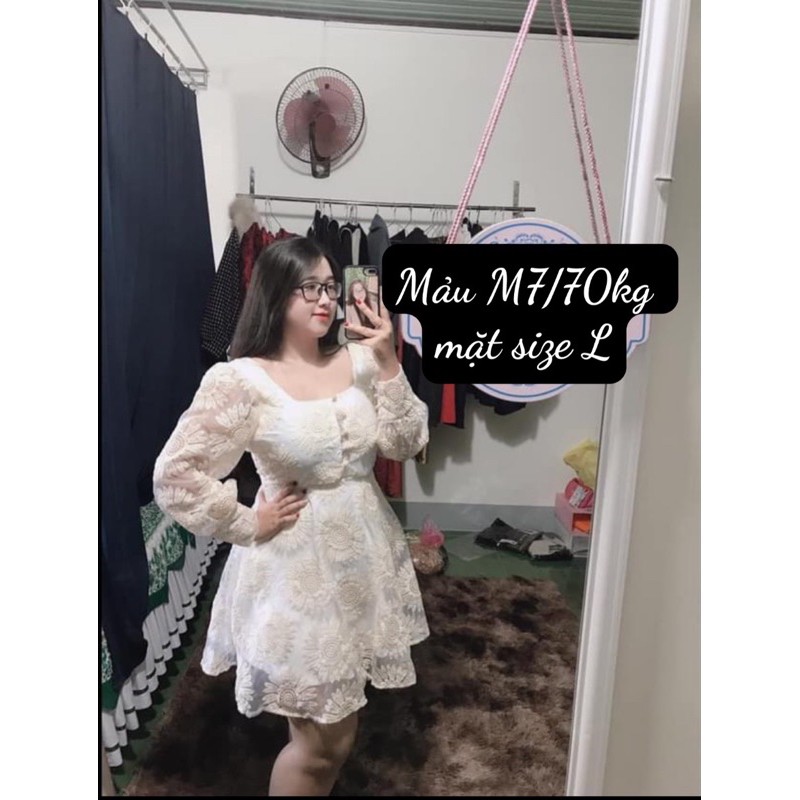 [HCM]Đầm Ren Hoa Cúc #Bigsize 60KG Đến 90KG