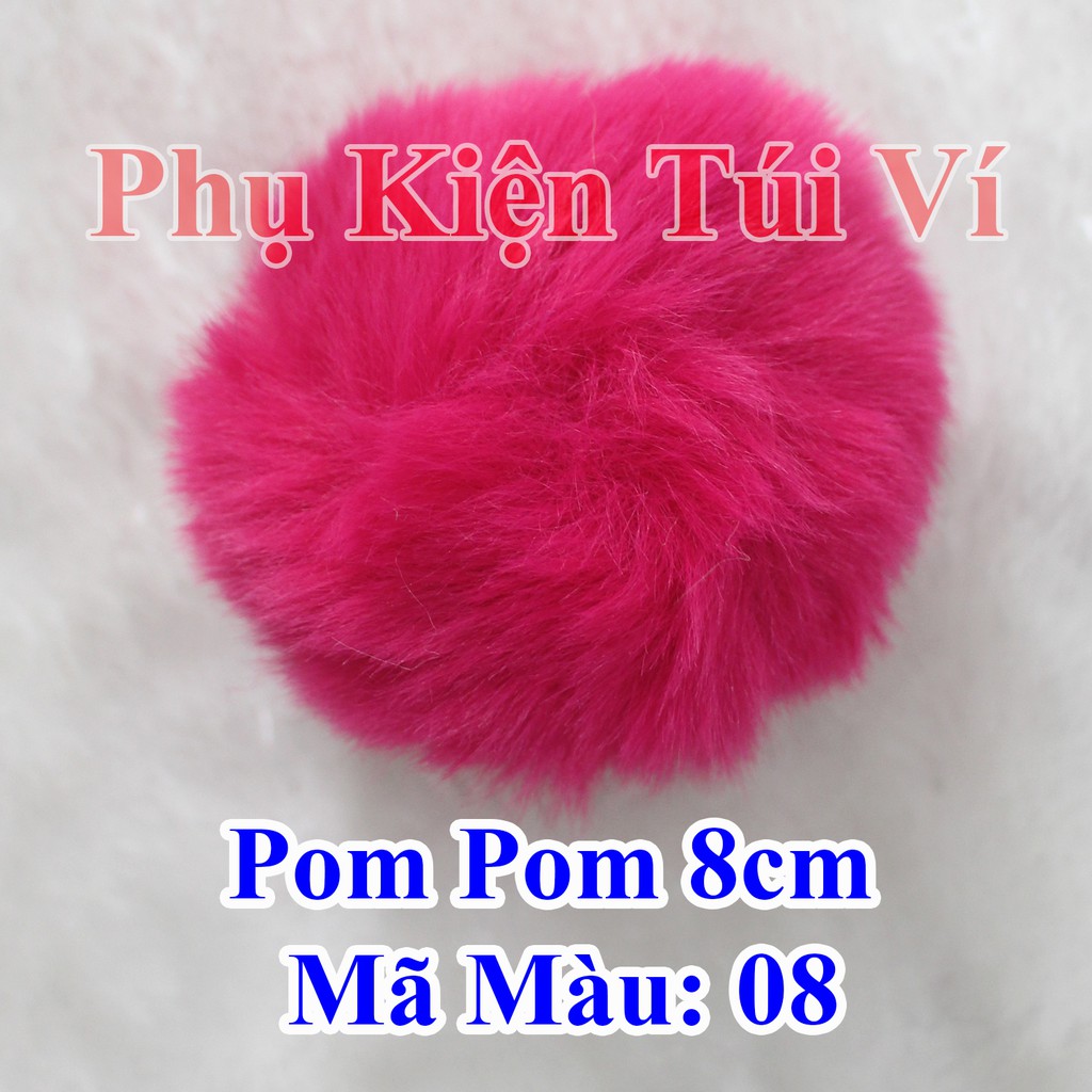 Pom pom trơn 8cm làm đồ handmade