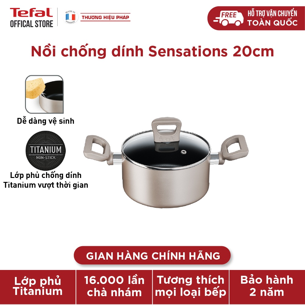Nồi chống dính đáy từ Tefal Sensations 20cm, dùng cho mọi loại bếp