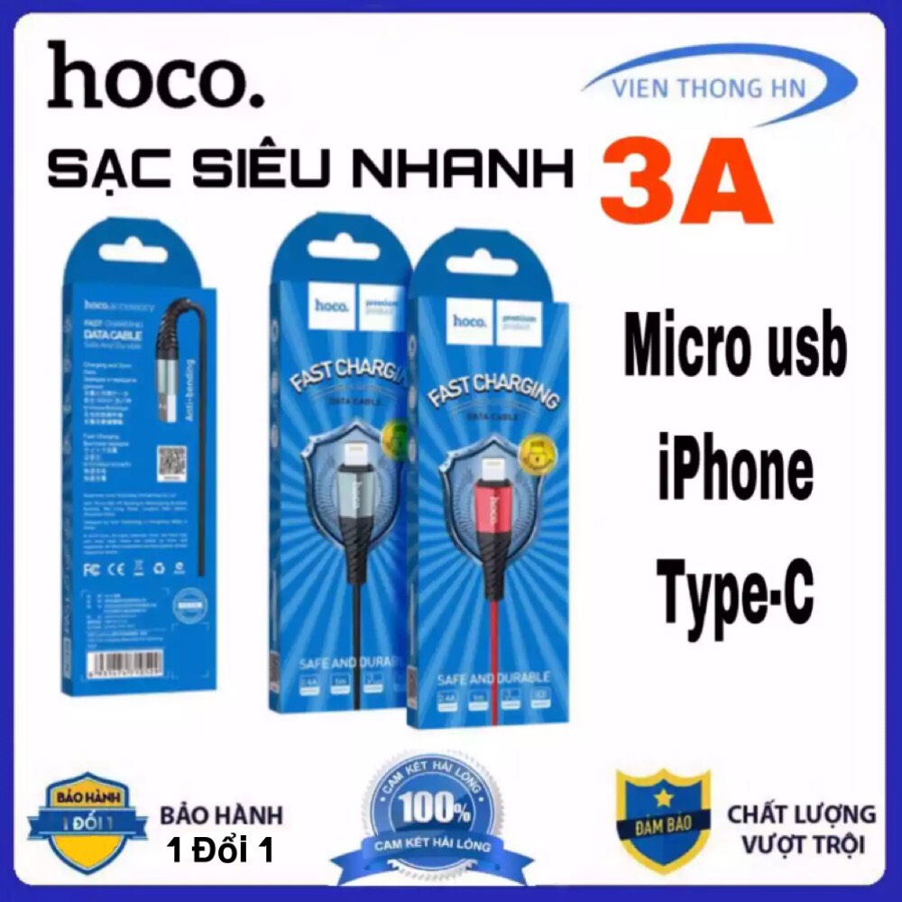 DÂY SẠC CÁP SẠC DÙ CHỐNG GẬP HOCO X38 - CÁP SẠC NHANH 2.4A VÀ 3.0A lightning IP MICRO USB  USB TYPE - C