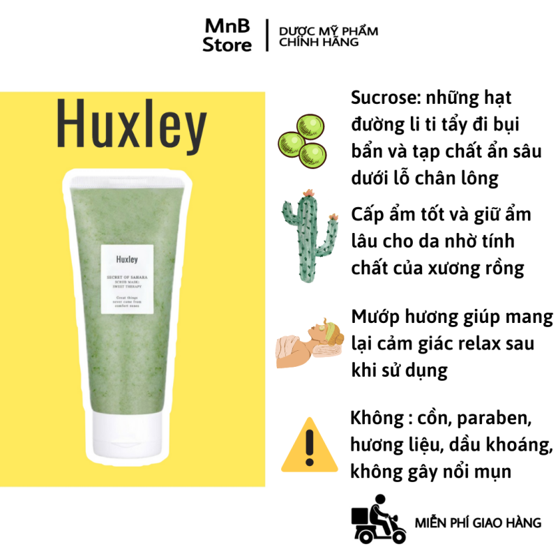 Tẩy tế bào chết Huxley Scrub Mask Sweet Therapy 30g 120g dịu nhẹ cho da mụn da dầu nhạy cảm giá rẻ