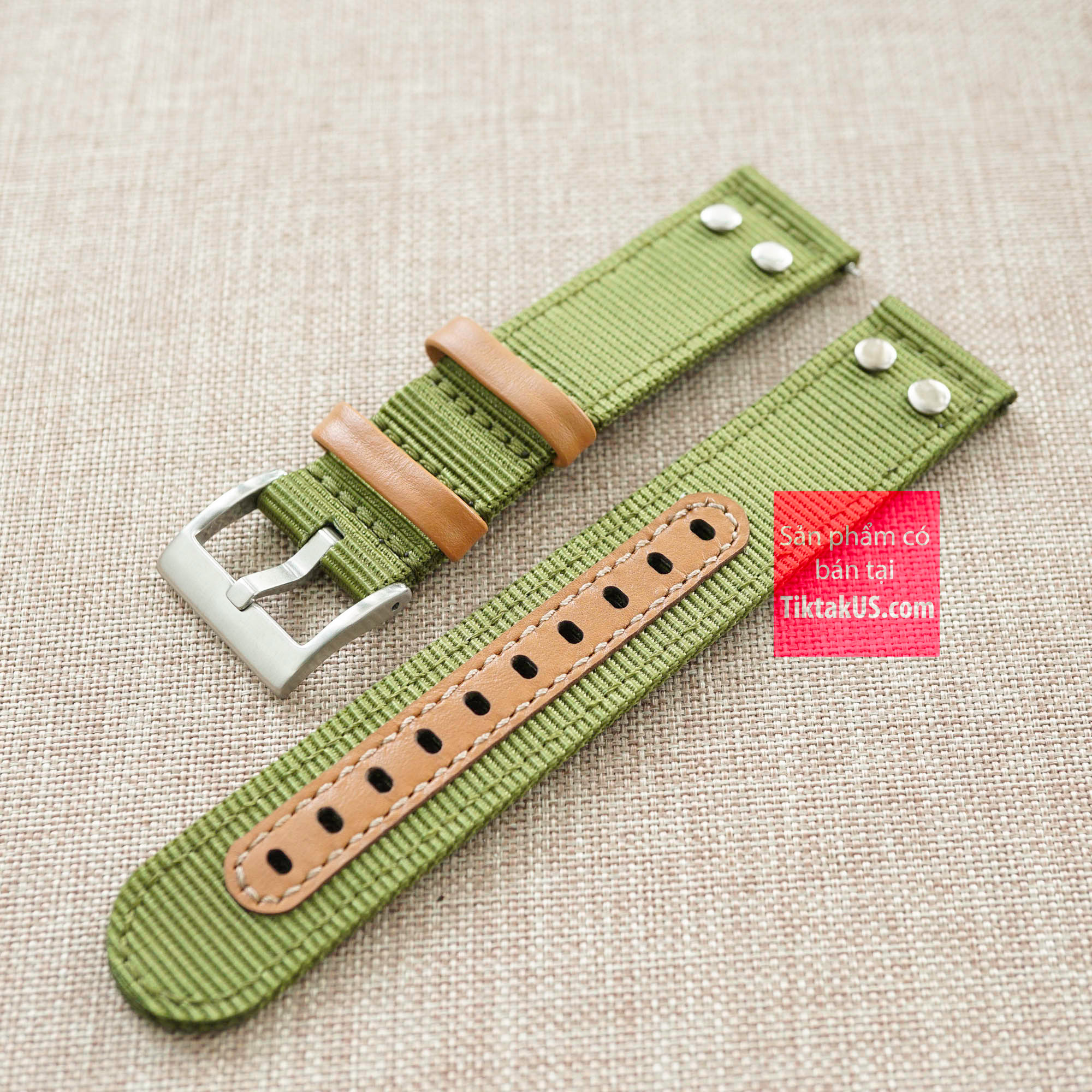 [HCM]Dây đồng hồ vải bố Canvas cao cấp pilot  Size 20-22mm chốt thông minh