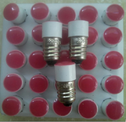 BÓNG LED 220VAC ĐUÔI XOÁY 10MM E10 ÁNH SÁNG ĐỎ