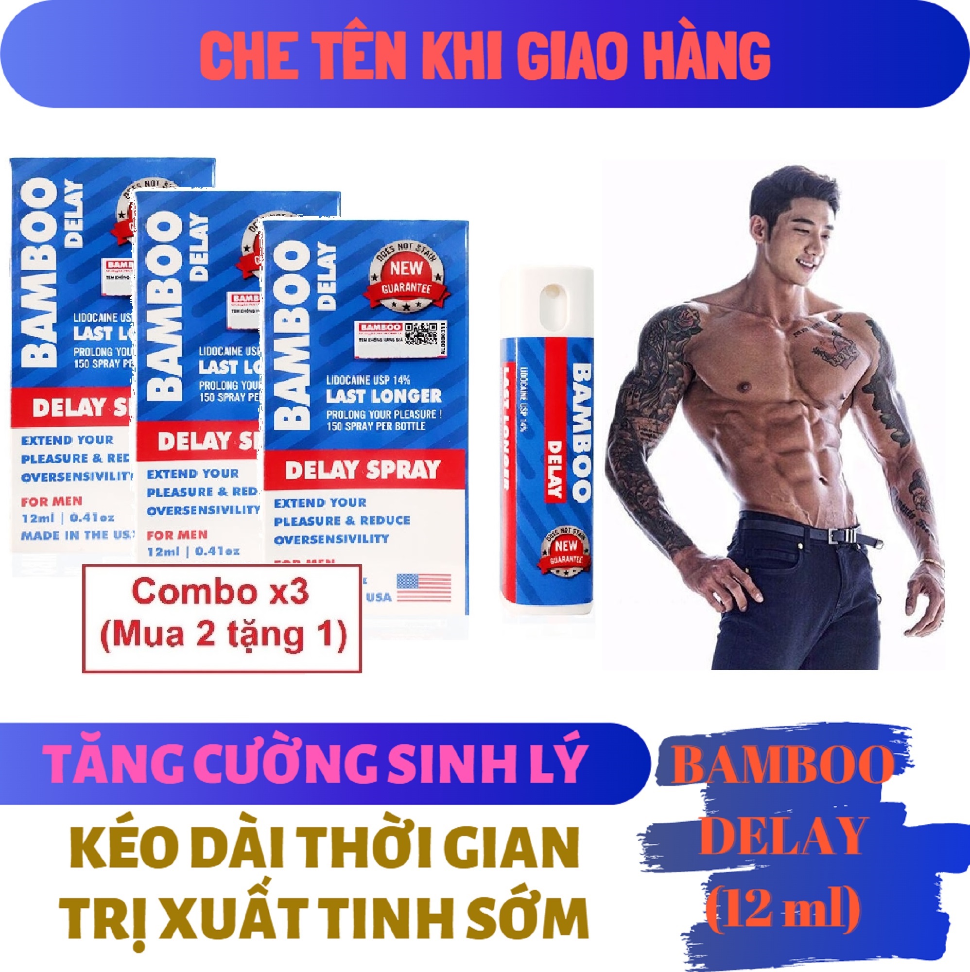 Chai xịt bamboo delay cao cấp nam - hàng chính hãng