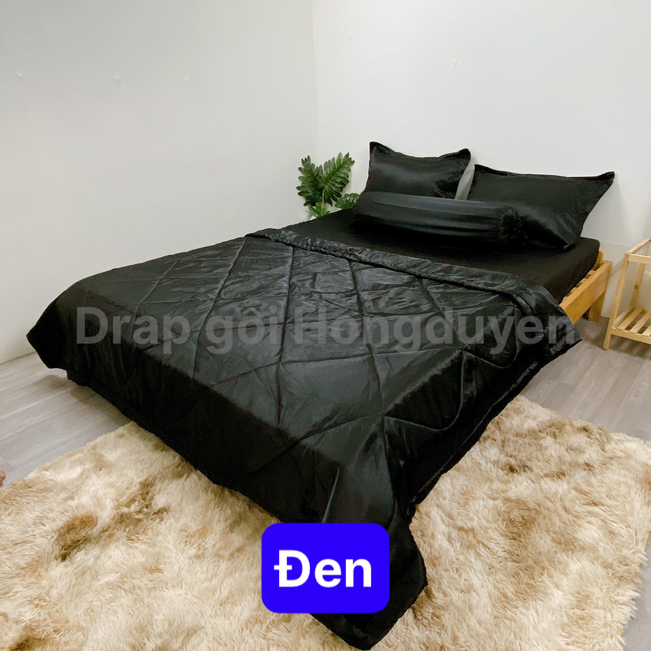 Bộ drap/ga/ra phi bóng trơn (chân nệm dưới 15cm) 1m6/1m8 màu đen. Bộ drap phi bóng 1 màu. Bộ grap phi bóng. Bộ ra phi bóng. Bộ drap phi lụa. Bộ grap phi lụa. Bộ ga phi lụa. Ga giường-drap giường-grap giường-ra giường.