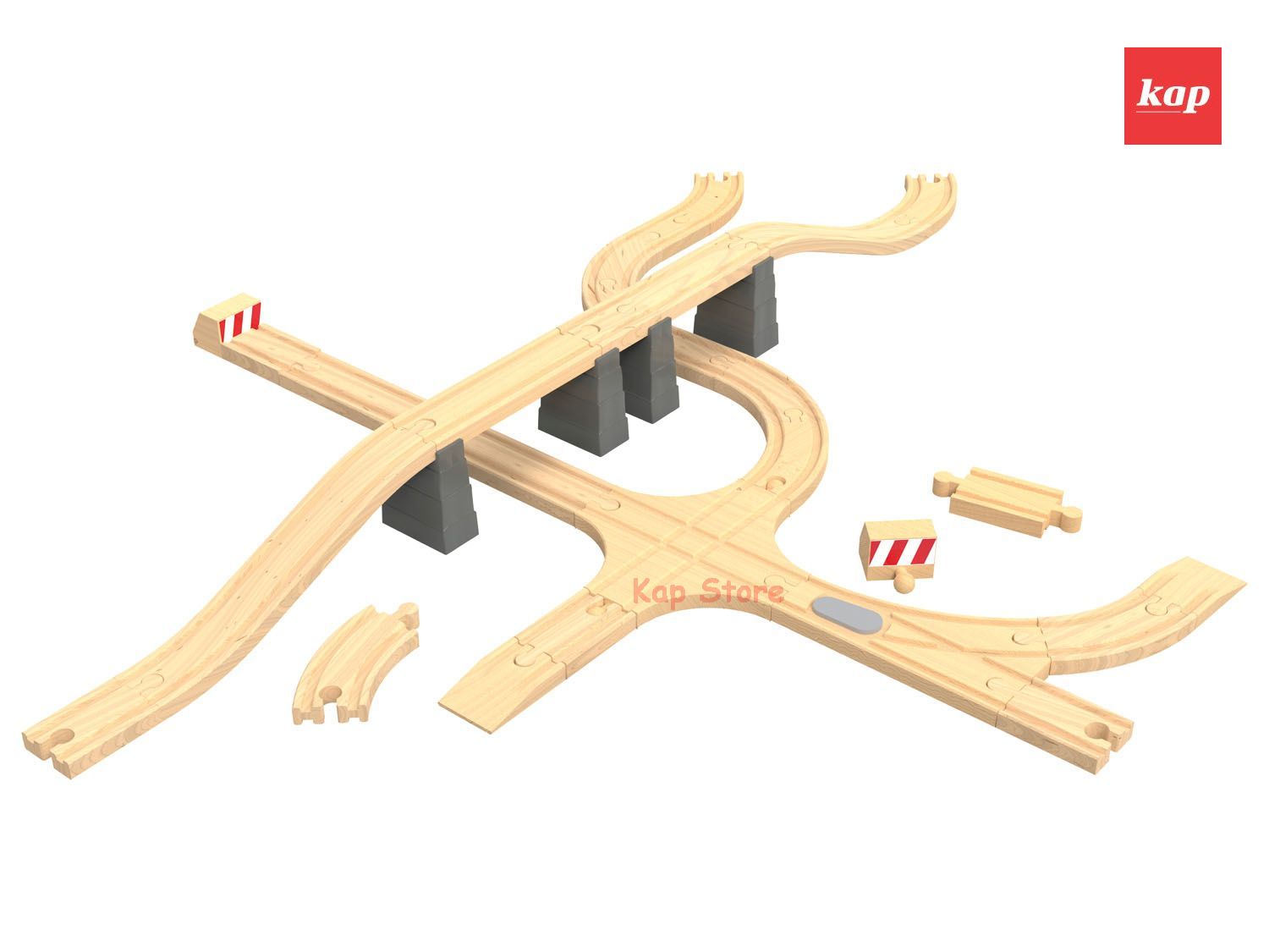 [HCM]Set mở rộng mô hình đường ray xe lửa gỗ 34 chi tiết