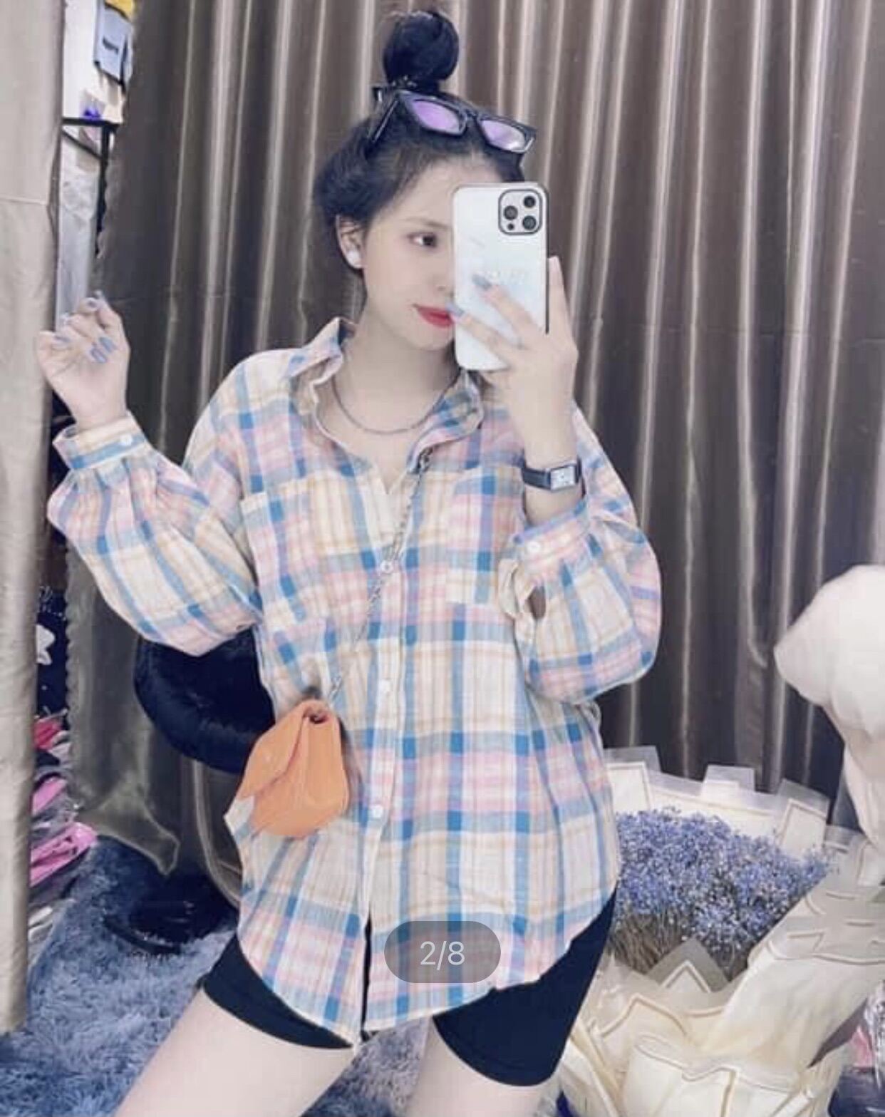 Set Quần Legging Ngố + Sơ Mi Kẻ Sọc