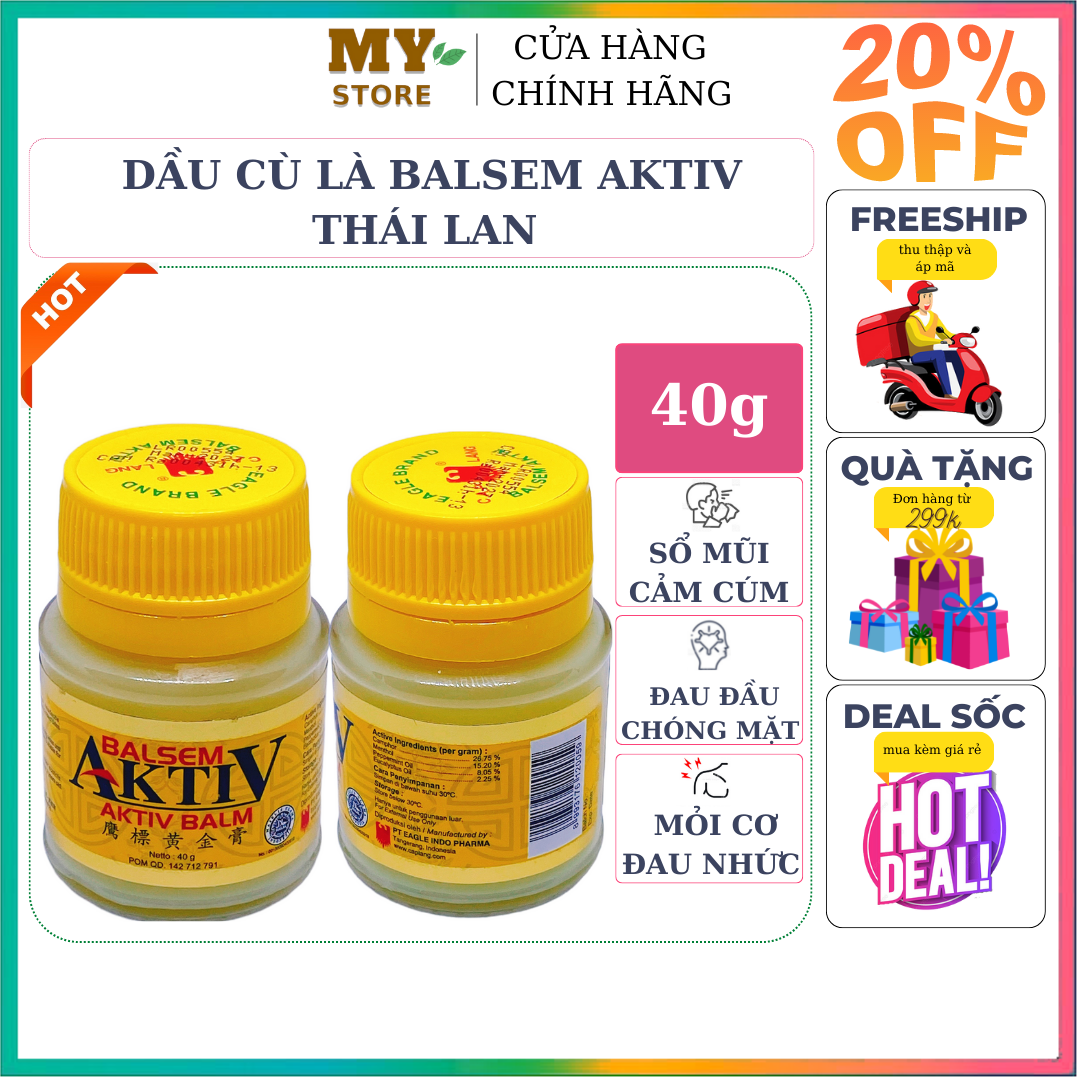(Chính Hãng) Dầu Cù Là Vàng Balsem AktiV Balm Indonexia 40g