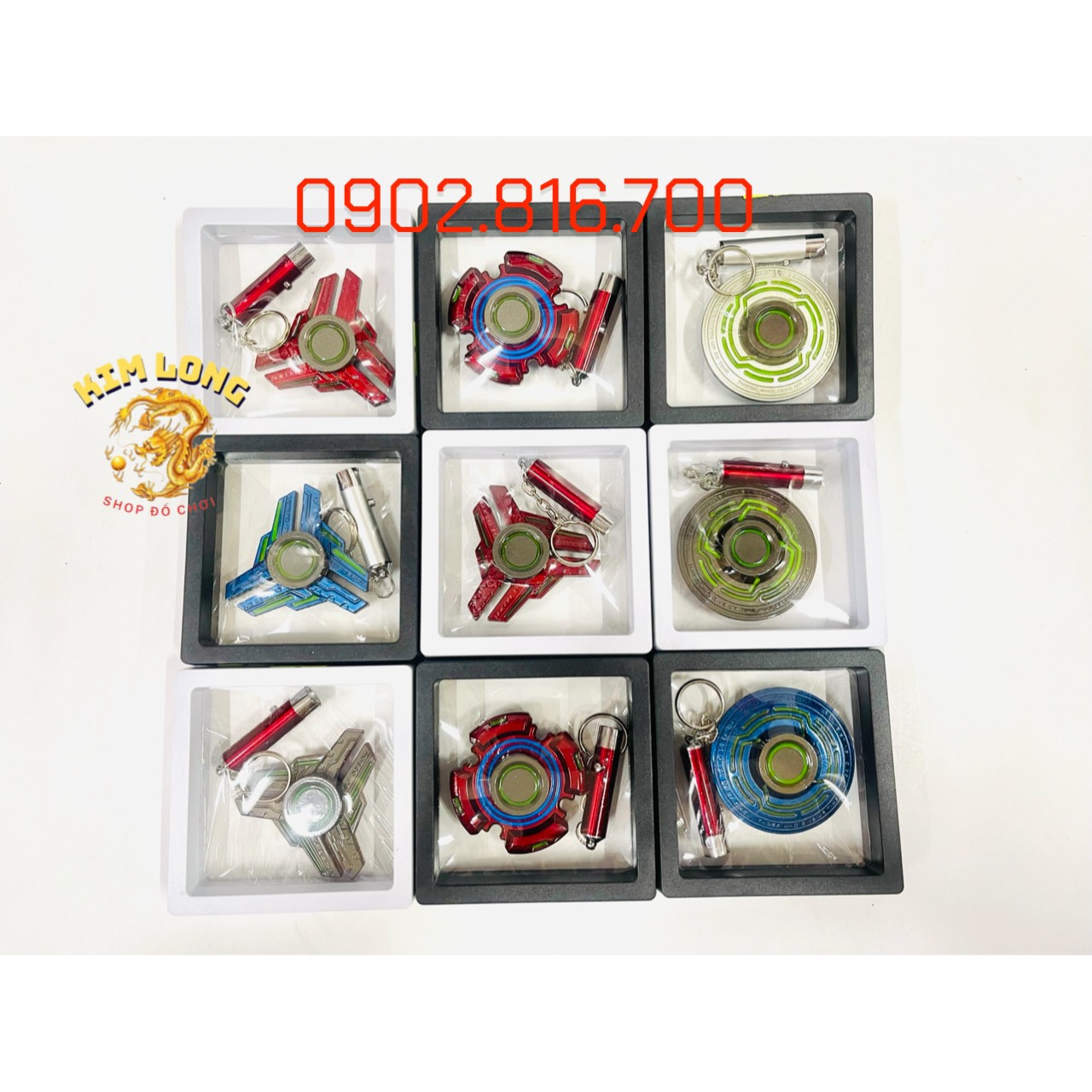 Con quay Kim loại Spinner có đèn lazer chiếu đèn phát sáng dạ quang giúp giảm stress