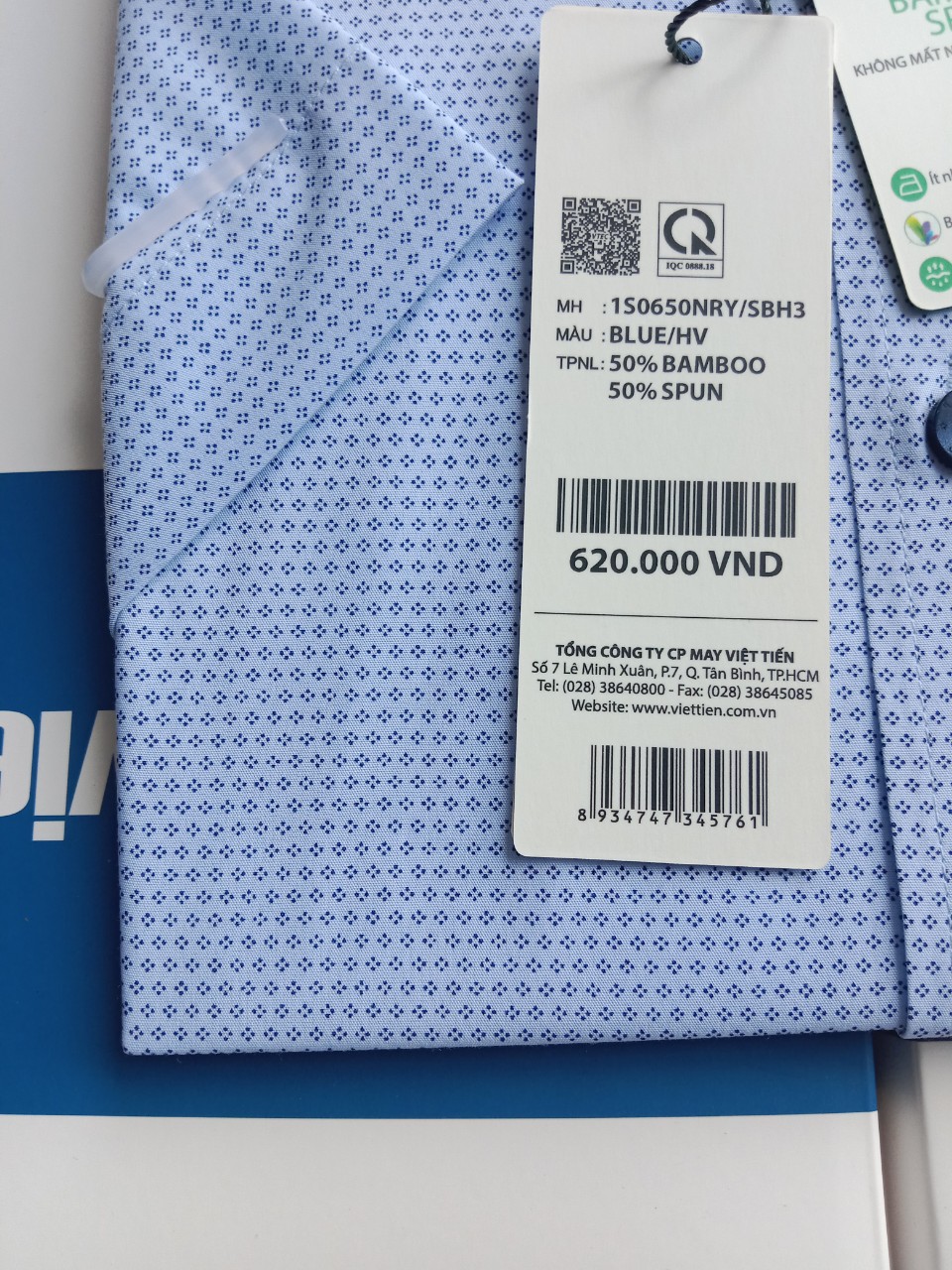 Áo sơ mi nam Việt Tiến tay ngắn vạt bầu [1S0650]