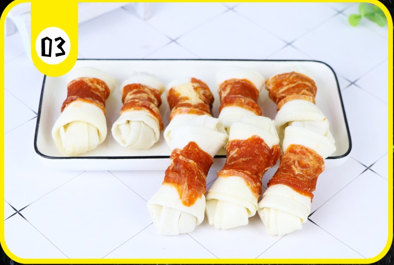Xương Da Bò Cuộn Thịt Bò Sấy Cho Chó