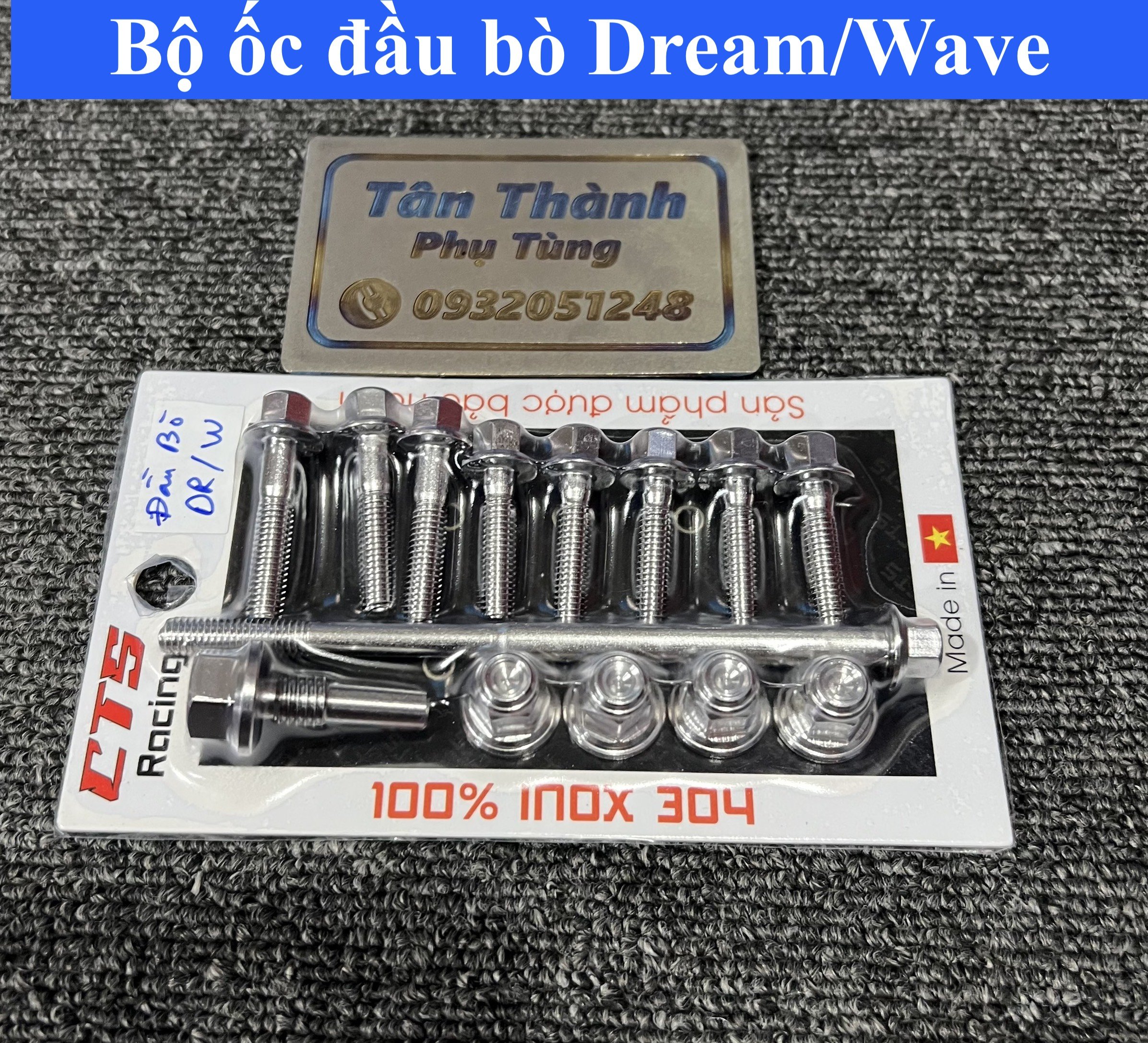 Bộ ốc đầu bò Inox 304 cho Dream, Wave