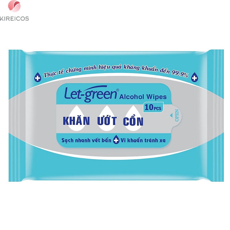 Khăn uớt cồn let green 10 tờ sạch nhanh vết bẩn vi khuẩn tránh xa