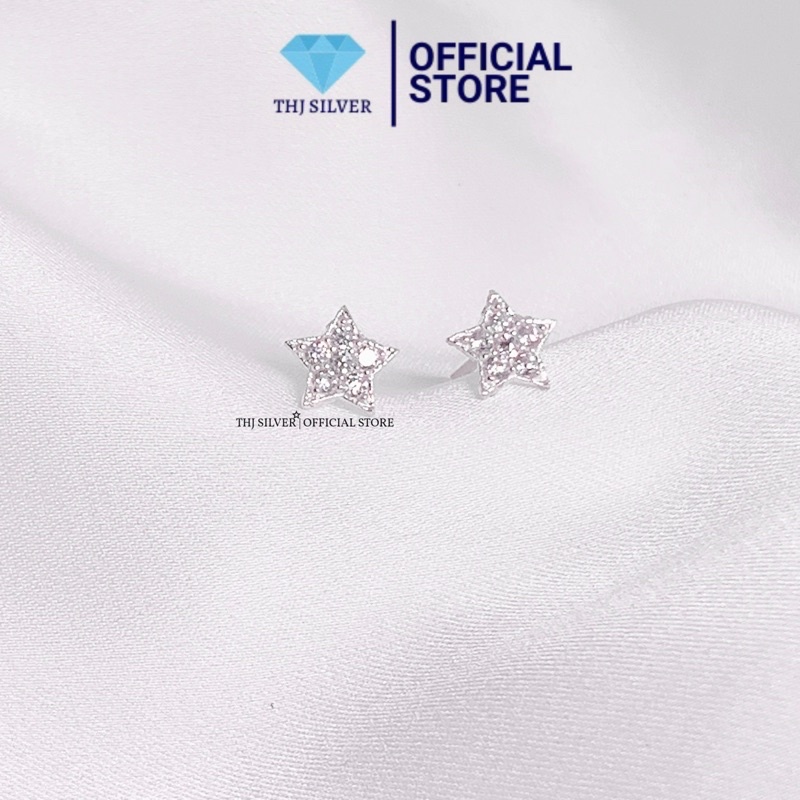 Bông tai ngôi sao đá nhỏ chuẩn bạc ta-thj silver