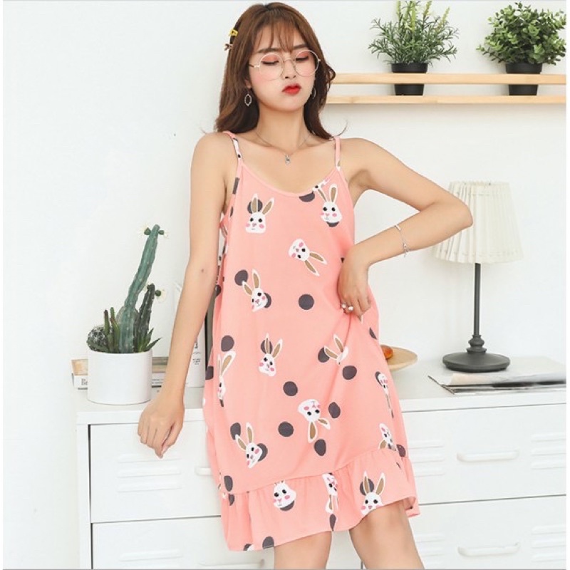 [Tặng Kèm Bịt Mắt] Váy Ngủ Cotton Cute Siêu Mát