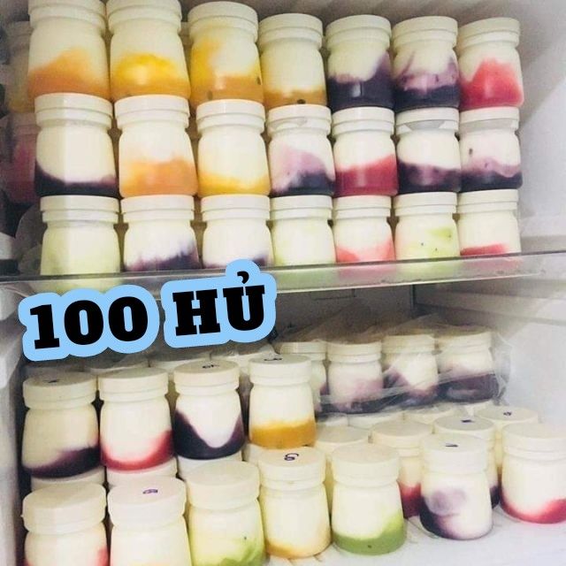 100 hủ nhựa 90ml rỗng kèm nắp đựng sữa chua