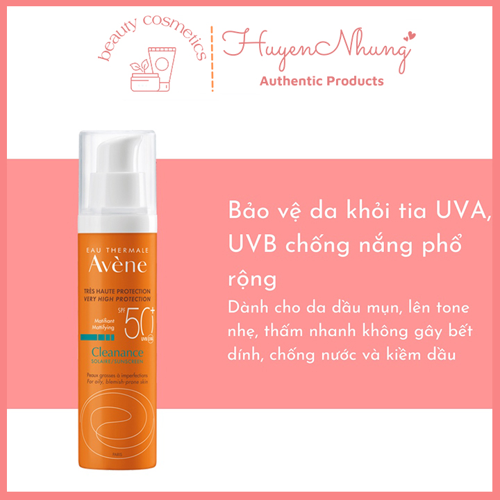 Kem Chống Nắng Avene Mattifying Cleanance SPF50+ 50ml ( mẫu mới, mẫu cũ)