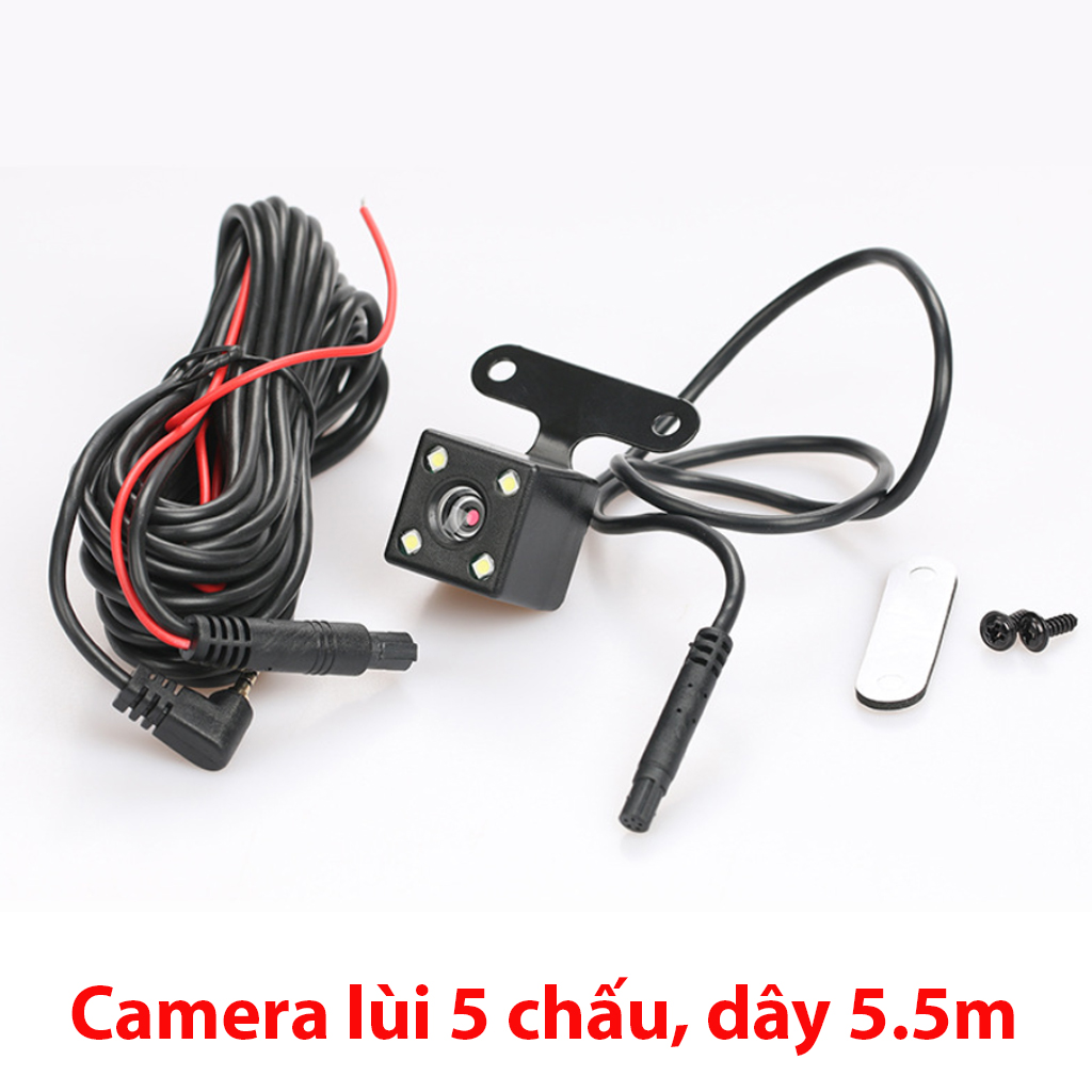 Camera lùi dùng cho camera hành trình, 4 led | Độ phân giải cao | Chân cắm 2.5mm | Dây dài 5.5m, 5 chân kim