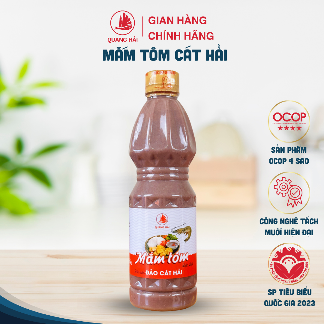 Mắm Tôm Cát Hải - Quang Hải, Chai 500ml, Gia Vị Truyền Thống Đậm Đà Hương Vị.
