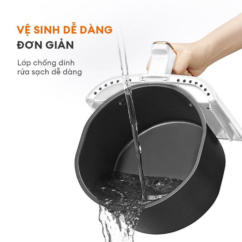 Nồi chiên không dầu 4.5 lít GAABOR GA-E45A02 màn hình cảm ứng công suất 1400W - Hàng chính hãng
