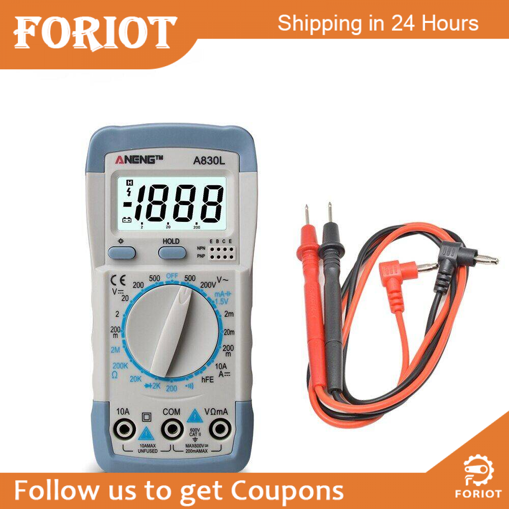Foriot LCD Digital Multimeter A830L AC DC Voltage Diode Freguency Multitester Current Tester Luminous Display with Buzzer Function