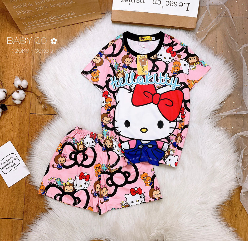 Đồ Bộ Pijama Thun Baby Họa Tiết Hoạt Hình Dễ Thương 10-20kg