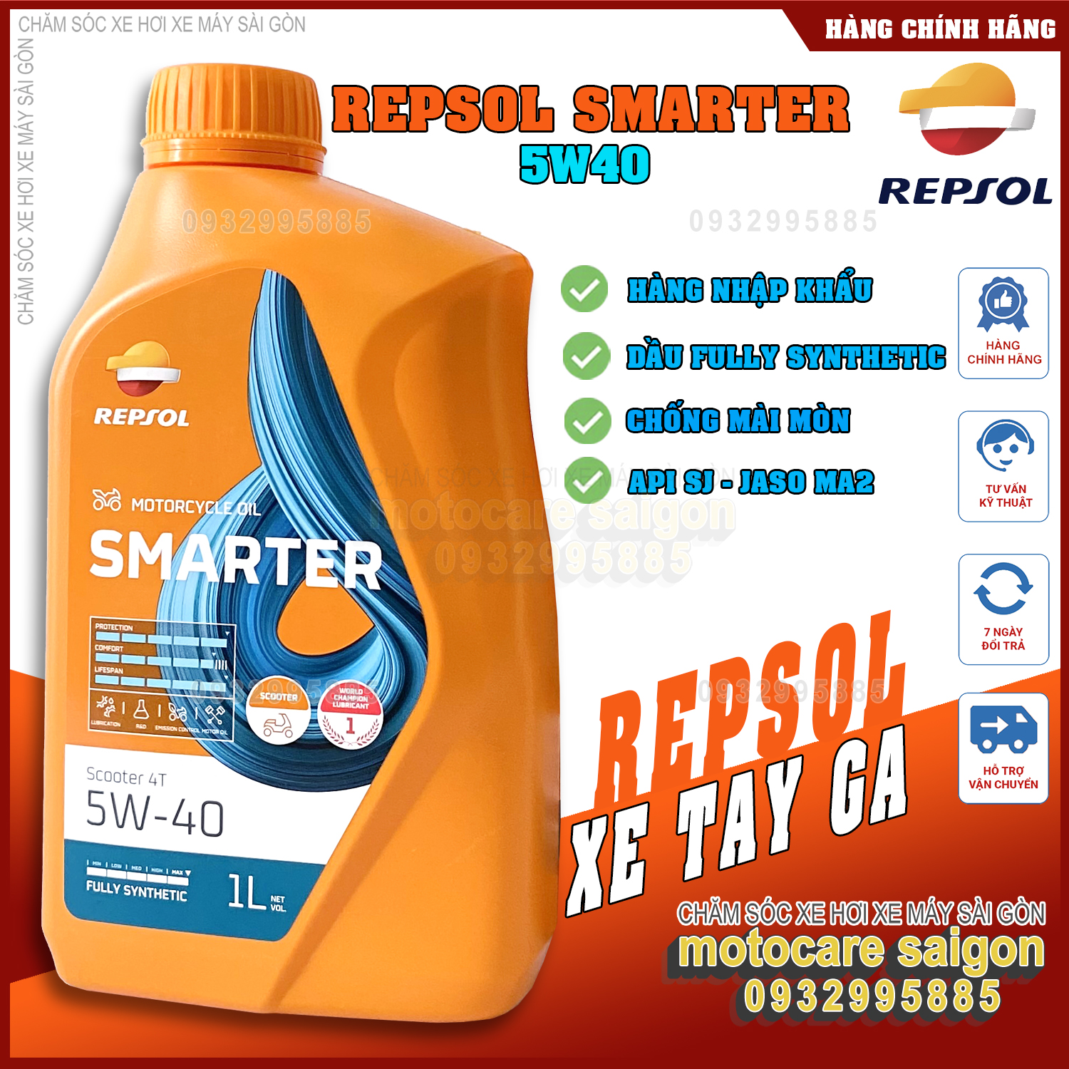 Nhớt repsol smarter scooter 4t 5w-40 1l