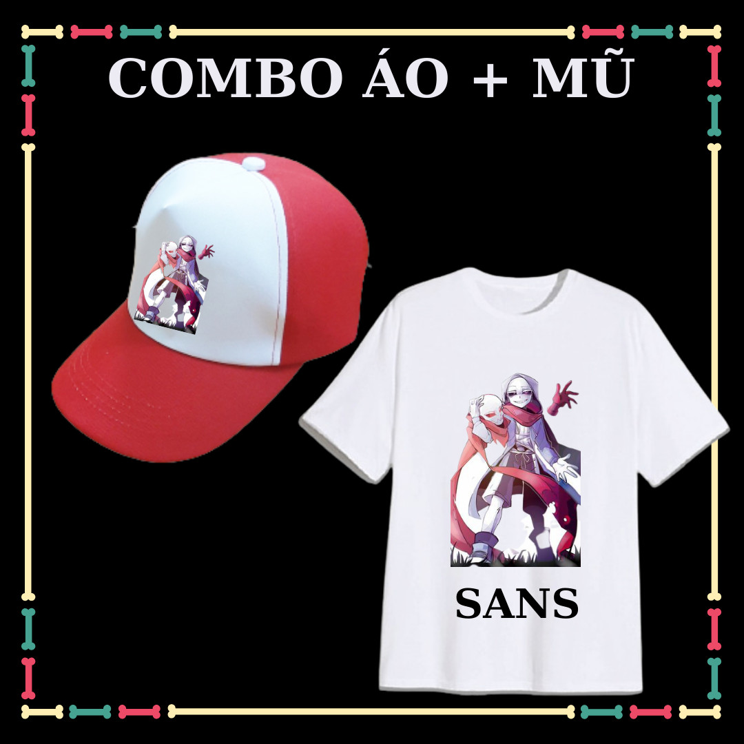 Combo Áo + Mũ / Nón in hình Sans Undertable (Biệt đội Gangster) cho Bé Trai