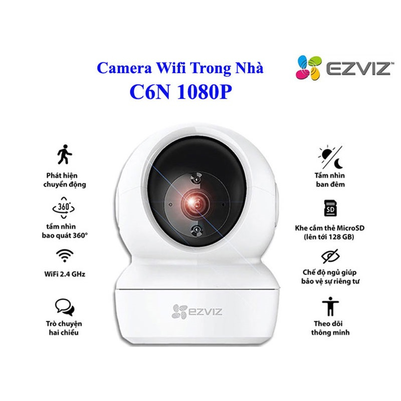 Camera Wifi Ezviz Trong Nhà Xoay 360 độ, đàm thoại 2 chiều C6W 4MP, C6CN, TY1, C1C-B - Hàng Chính Hãng