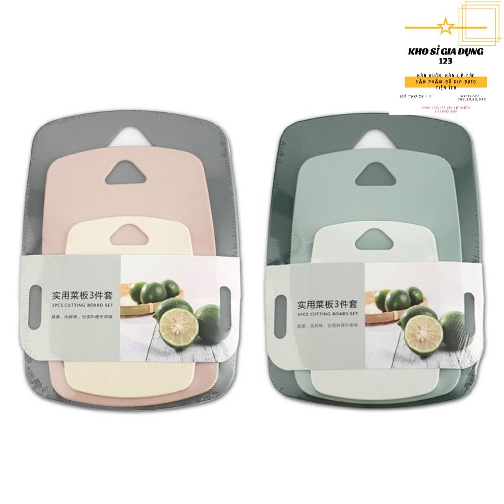 SET 3 Thớt kháng khuẩn lúa mạch, bộ 3 thớt kháng khuẩn