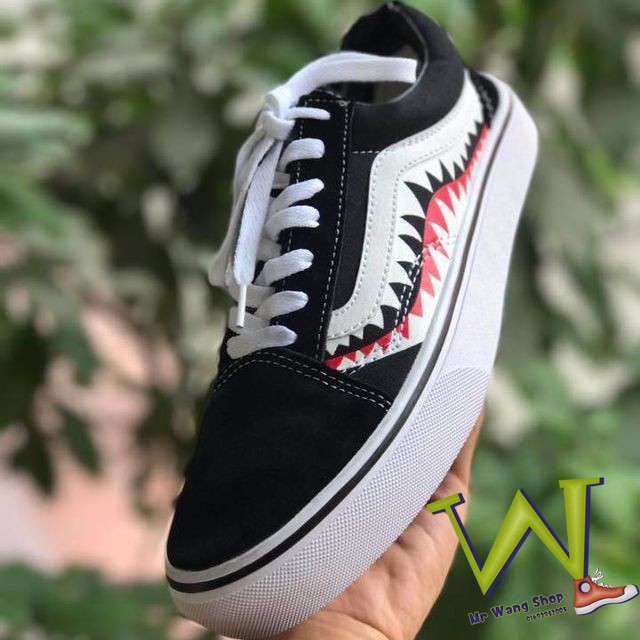 [Fullbox,Bill + Tất] Giày Vans Old Skool Cá mập Đen trắng 36-43