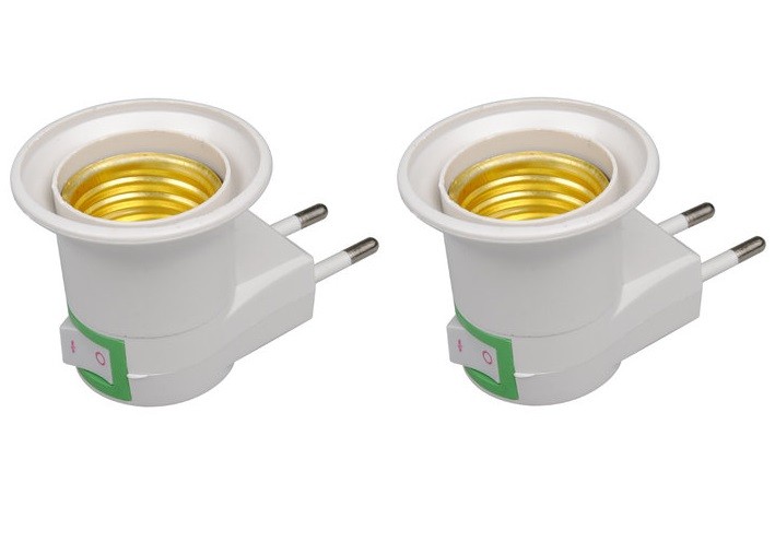 Bộ 2 Đuôi đèn tròn E27 phích cắm công tắc